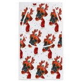 Niedlicher Boxer Hund mit Rentier Antlers Weihnach Kleine Geschenktüte (Rückseite)