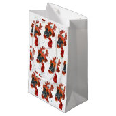 Niedlicher Boxer Hund mit Rentier Antlers Weihnach Kleine Geschenktüte (Vorderseite Schrägansicht)