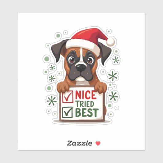 Niedlicher Boxer Hund Weihnachten Nizza mein Beste Aufkleber (Blatt)