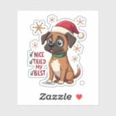 Niedlicher Boxer Hund Weihnachten Nizza mein Beste Aufkleber (Blatt)