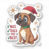 Niedlicher Boxer Hund Weihnachten Nizza mein Beste Aufkleber (Vorderseite)