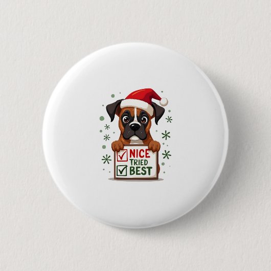Niedlicher Boxer Hund Weihnachten Nizza mein Beste Button (Vorderseite)