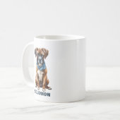 Niedlicher Boxer mit Scarf Personalisiert Kaffeetasse (Vorderseite Links)