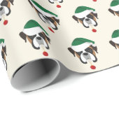 Niedlicher Boxer mit Weihnachtsmannmütze Muster We Geschenkpapier (Rolleneckpunkt)