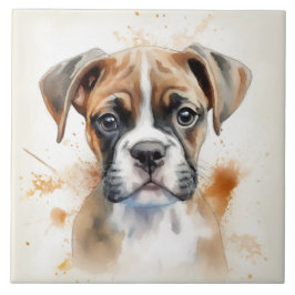 Niedlicher Boxer Welpe Watercolor Fliese