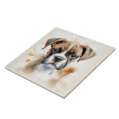 Niedlicher Boxer Welpe Watercolor Fliese (Seite)