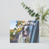 Niedlicher Boxerhund in Auto-Change-Adresse Ankündigungspostkarte (Stehend Vorderseite)