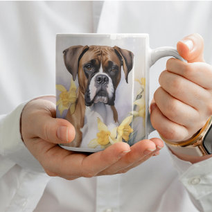 Niedlicher Boxerhund mit gelben Faustfarben Wasser Kaffeetasse