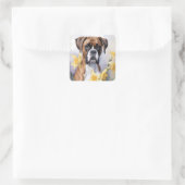 Niedlicher Boxerhund mit gelben Faustfarben Wasser Quadratischer Aufkleber (Tasche)