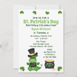 Niedlicher Boy Dragon St. Patrick's Day Geburtstag Einladung