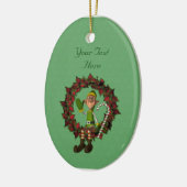 Niedlicher Boy Elf Poinsettia Wreath Keramik Ornament (Links)