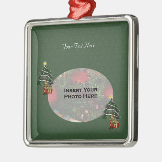 Niedlicher Boy Elf Tree Foto Silbernes Ornament (Links)