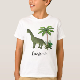 Niedlicher Brachiosaurus und Palmenbaum mit Kinder T-Shirt