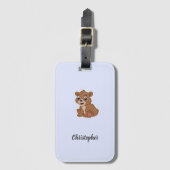 Niedlicher Braunbär blau Gepäckanhänger (Vorderseite Vertikal)