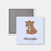 Niedlicher Braunbär blau Magnet (Vorderseite/Rückseite)