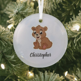 Niedlicher Braunbär blau Ornament Aus Glas