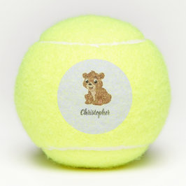 Niedlicher Braunbär blau Tennisbälle