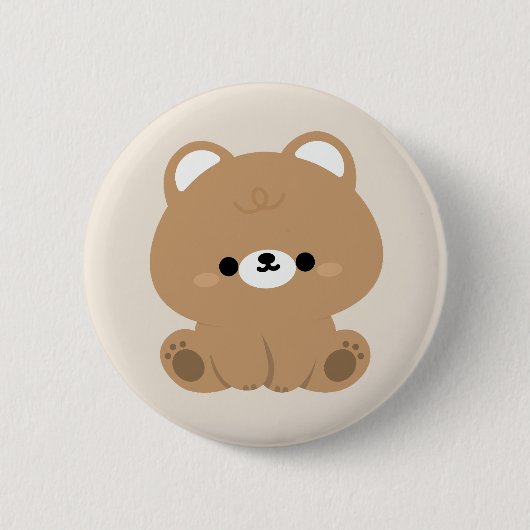 Niedlicher Braunbär Button (Vorderseite)
