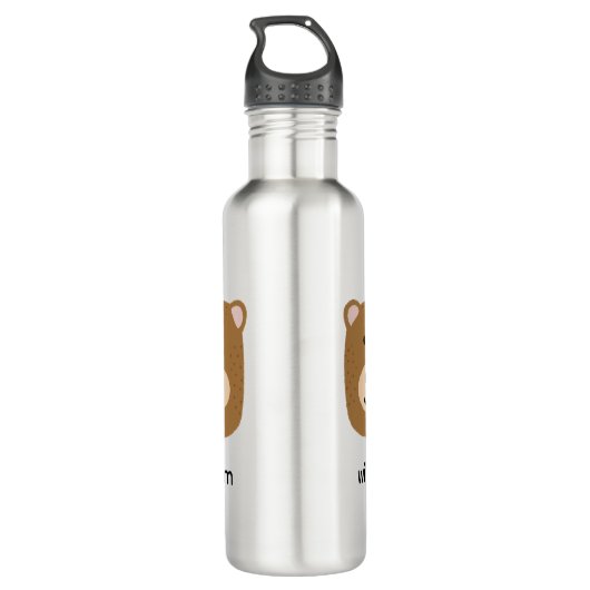 Niedlicher Braunbär Edelstahlflasche (Rückseite)