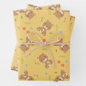Niedlicher Braunbär mit Blume Geschenkpapier Set (Beispiel)
