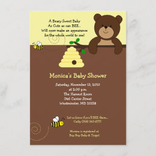 Niedlicher Braunbär und Honey Bee Baby Dusche 4x6 Einladung