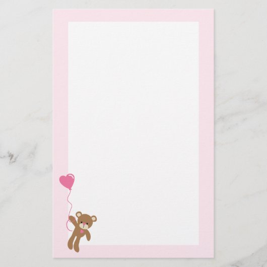 Niedlicher Braunbär-Valentinstag Briefpapier (Vorderseite)