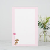 Niedlicher Braunbär-Valentinstag Briefpapier (Stehend Vorderseite)