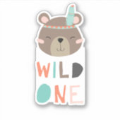 niedlicher Braunbärenwald Wild One Stamm Geburtsta Aufkleber (Vorderseite)