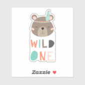 niedlicher Braunbärenwald Wild One Stamm Geburtsta Aufkleber (Blatt)