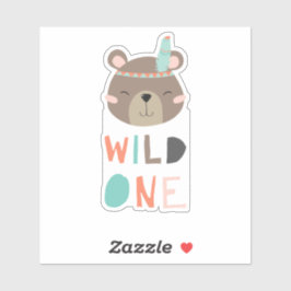 niedlicher Braunbärenwald Wild One Stamm Geburtsta Aufkleber