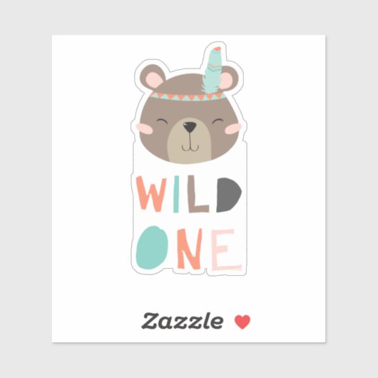 niedlicher Braunbärenwald Wild One Stamm Geburtsta Aufkleber (Blatt)