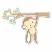 Niedlicher brauner Affe aus einer Zweigstelle Aufkleber (Vorderseite)