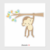 Niedlicher brauner Affe aus einer Zweigstelle Aufkleber (Blatt)