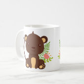 Niedlicher brauner Affe mit rosa Blume Kaffeetasse (Vorderseite Links)