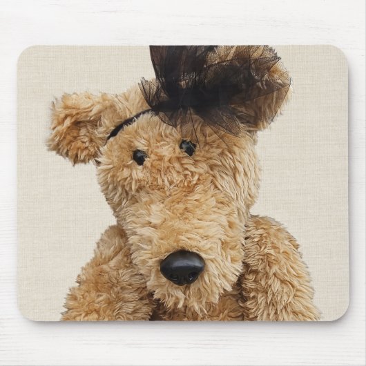 Niedlicher brauner Bär auf Burlap Mousepad (Vorne)