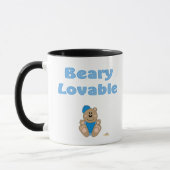 Niedlicher brauner Bär Blue Baseball Caary Lovable Tasse (Links)