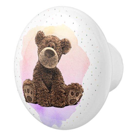 Niedlicher brauner Bär Cudly Animal Child's Baby K Keramikknauf (Rechts)