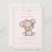 Niedlicher brauner Bär für Mädchendusche Einladung (Vorderseite)