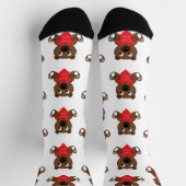 Niedlicher brauner Bär Herzklopfmuster Liebe Valen Socken (Oben)