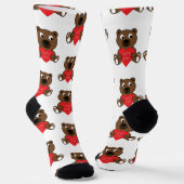 Niedlicher brauner Bär Herzklopfmuster Liebe Valen Socken (Gewinkelt)