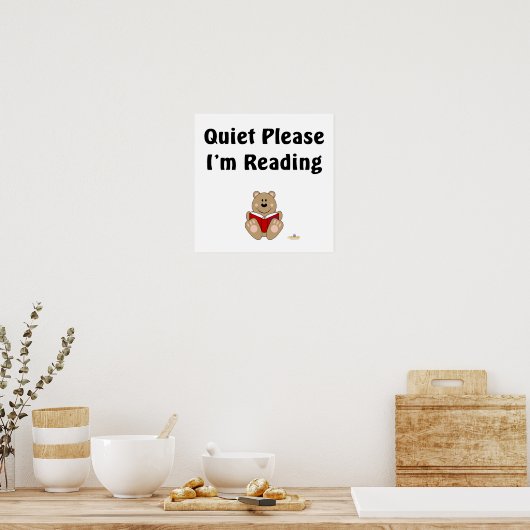 Niedlicher brauner Bär Lesen Ruhe Bitte lesen Poster (Küche)