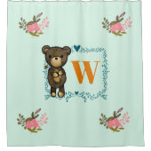 Niedlicher brauner Bär mit einer gelben Blume Duschvorhang (Vorderseite)