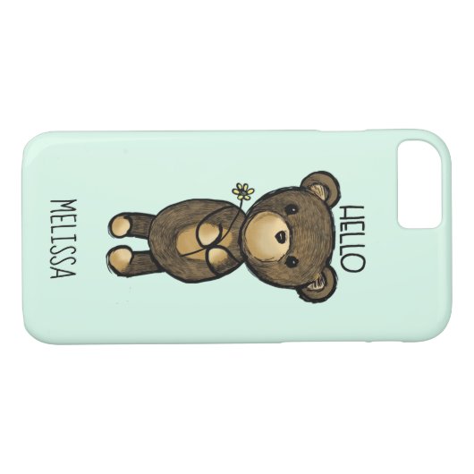 Niedlicher brauner Bär mit gelber Blume Case-Mate iPhone Hülle (Rückseite (Horizontal))