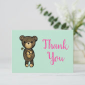 Niedlicher brauner Bär mit gelber Blume Danke (Stehend Vorderseite)