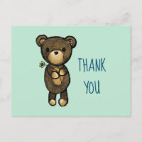 Niedlicher brauner Bär mit gelber Blume Danke
