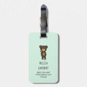 Niedlicher brauner Bär mit gelber Blume Gepäckanhänger (Rückseite vertikal)