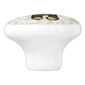 Niedlicher brauner Bär mit gelber Blume Keramikknauf (Seitenansicht)