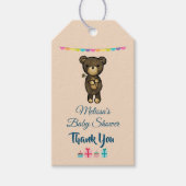 Niedlicher brauner Bär mit gelber Blume Kinderdusc Geschenkanhänger (Vorderseite)