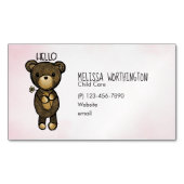 Niedlicher brauner Bär mit gelber Blume Magnetische Visitenkarte (Vorderseite)