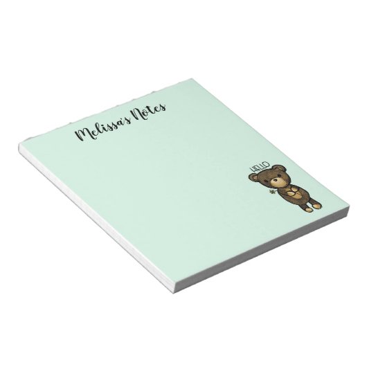 Niedlicher brauner Bär mit gelber Blume Notizblock (angewinkelt)